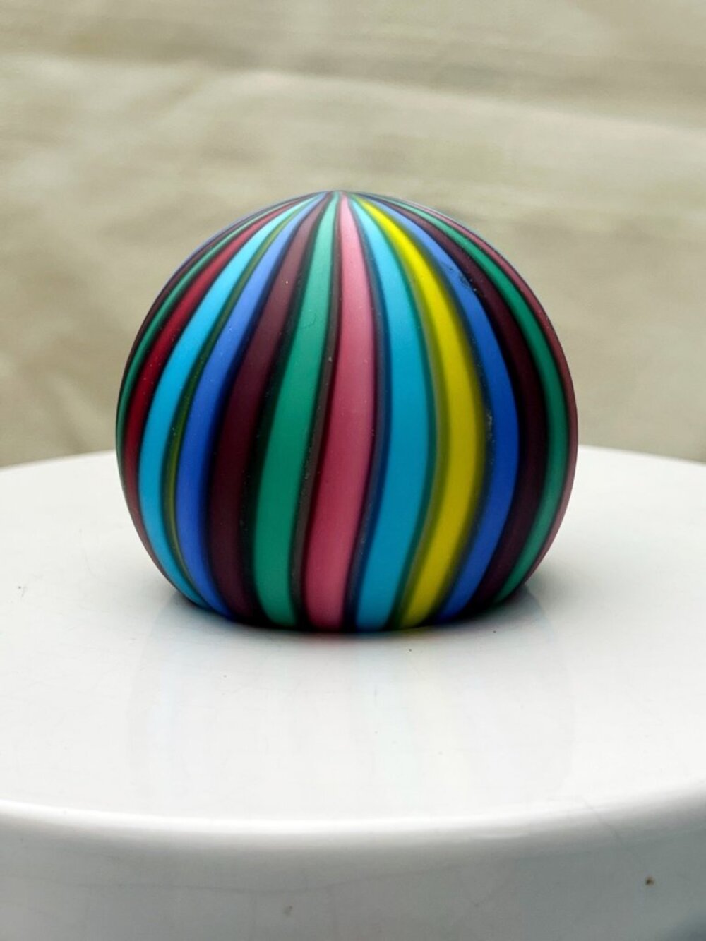 Handcrafted Multicolor Murano stain Glass Paperweight With Swirl Design 2.5"x1.5